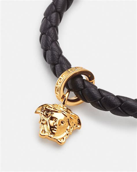 versace medusa bangle|Versace braided leather charm bracelet.